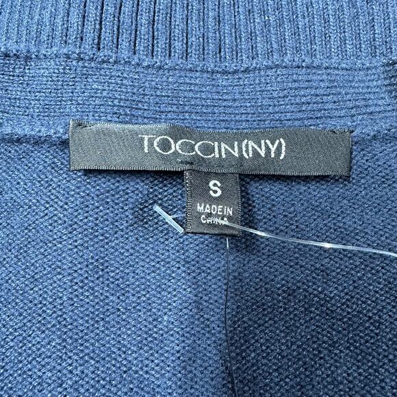 TOCCIN NY NWT Felicity Long Sleeve Ribbed Knit Sweater Dress Navy Size Small - Picture 3 of 9